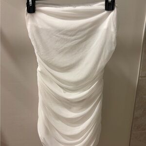 SHEIN White Strapless Ruched Dress